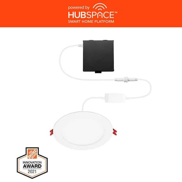 Commercial Electric 4 in. LED Round Smart RBG+ Tuneable White Canless Recessed Light for Kitchen Bath Living Rooms, Powered by Hubspace 50291