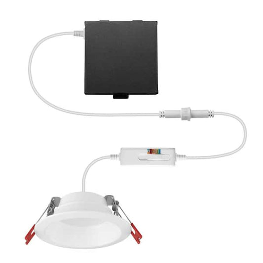 Commercial Electric Ultra Baffle Integrated LED 4 in Round Adj Color Temp Canless Recessed Light for Kitchen Bath Living rooms, White 91535