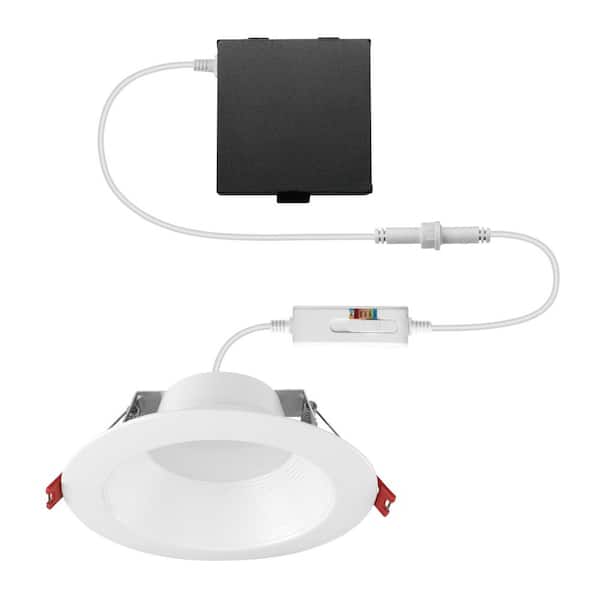 Commercial Electric Ultra Baffle Integrated LED 6 in Round Adj Color Temp Canless Recessed Light for Kitchen Bath Living rooms, White 91536