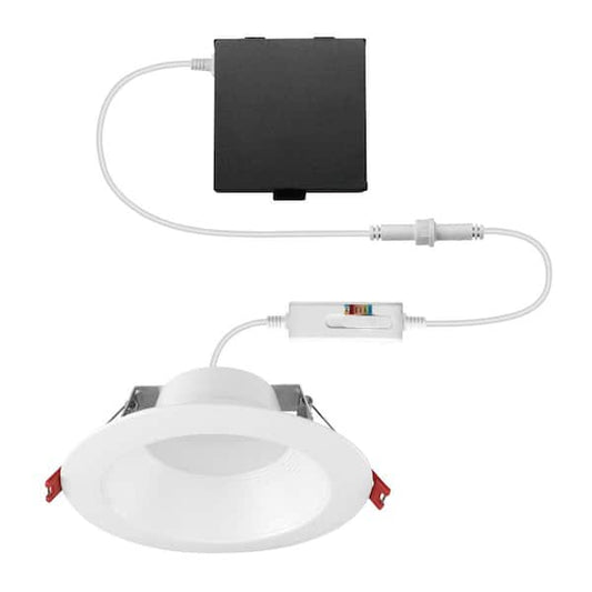 Commercial Electric Ultra Baffle Integrated LED 6 in Round Adj Color Temp Canless Recessed Light for Kitchen Bath Living rooms, White 91536