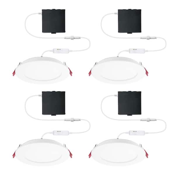 Commercial Electric Pro Value Series LED 6 in Round Adj Color Temp Canless Recessed Light for Kitchen Bath Living rooms, Wht 4-Pk 92086