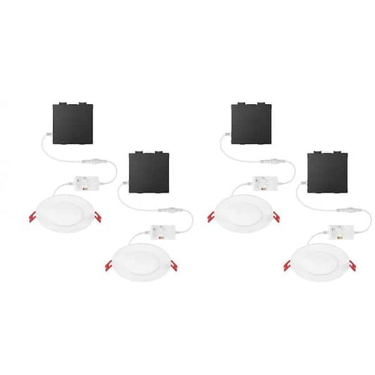 Commercial Electric Elite Series 4 in. LED DuoBright, 3-Level Lumen Select, Ultraslim Canless Recessed Light, Adjustable CCT (4-Pack) 92348