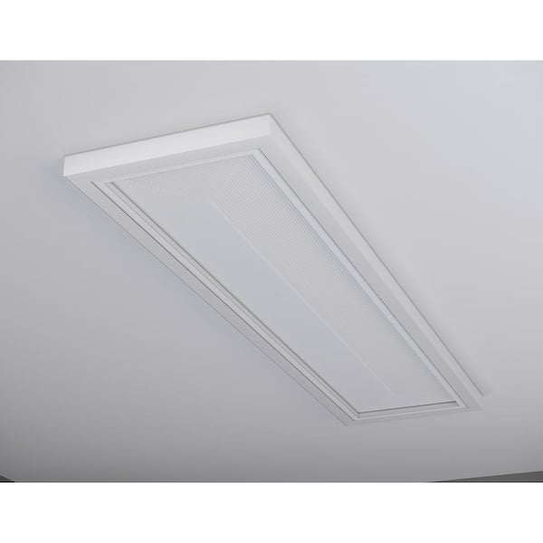 Commercial Electric 48 in. x 10 in. Low Profile Flat Panel White Dimmable 5CCT Selectable LED with Night Light Flush Mount Ceiling Light FP1453WH748LFCH