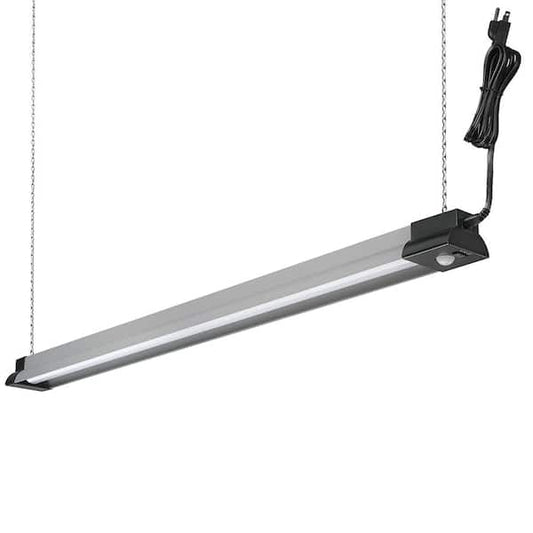 Commercial Electric 40 in. 3000 Lumens Plug-in Motion Sensing Integrated LED Linkable Shop Light 120 Volt 4000K Black Brushed Nickel 55701191