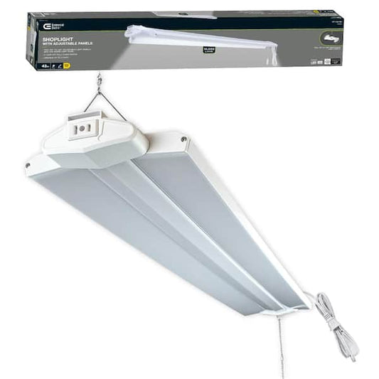 Commercial Electric 3.3 ft. Adjustable Lens Linkable Integrated LED White Shop Light with Pull Chain 10,000LM Bright White 4000K 5ft. Cord B02010601A