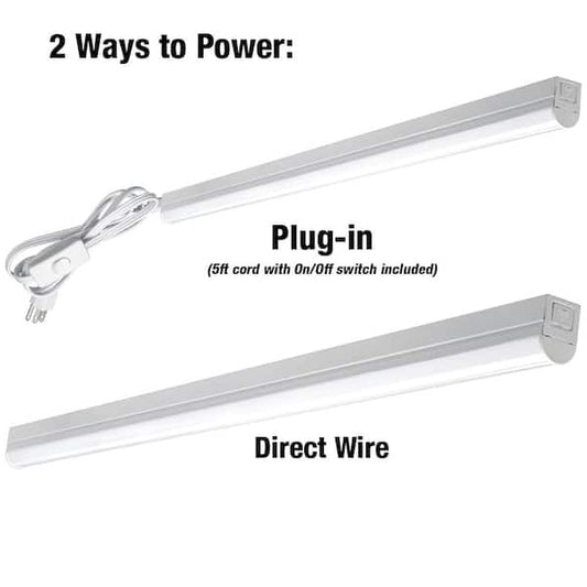 Commercial Electric 4 ft. Garage LED Linkable Strip Light Fixture Plug-in Hardwire 1800 Lumens 20-Watt 4000K Bright White 5ft. Power Cord 54261141