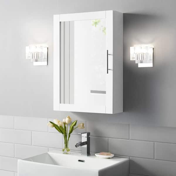 CROSLEY FURNITURE Savannah 18 in. x 26 in. x 6 in. Surface-Mounted Mirrored Medicine Cabinet in White CF7028-WH