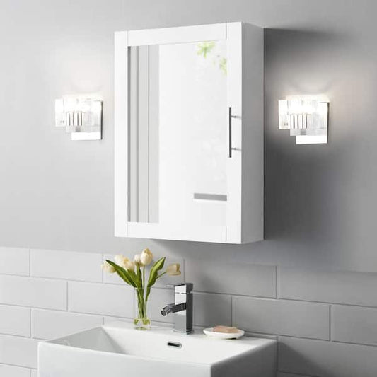 CROSLEY FURNITURE Savannah 18 in. x 26 in. x 6 in. Surface-Mounted Mirrored Medicine Cabinet in White CF7028-WH