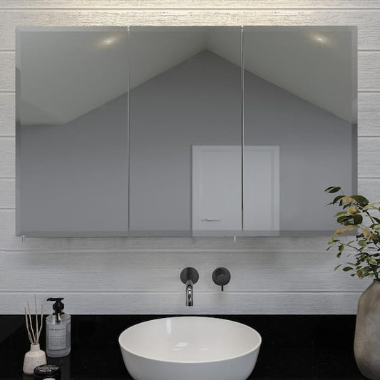 Croydex 48 in. W x 30 in. H x 5-1/4 in. D Frameless Tri-View Surface-Mount Medicine Cabinet with Easy Hang System in White WC102622HD