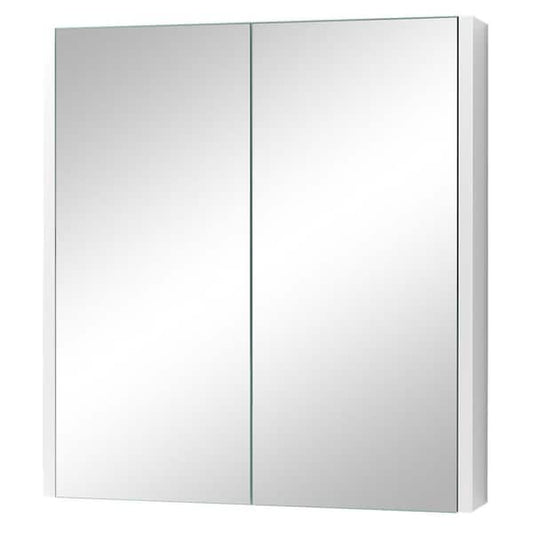 FORCLOVER 2-Door 24.5 in. W x 25.5 in. H Rectangular White MDF Surface Mount Medicine Cabinet with Mirror HYFE-65489