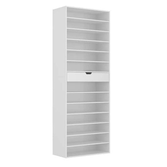 FUFU&GAGA 78 in. H 39-Pair 13-Tier White Shoe Rack Shoe Organizer With Drawer KF310031-01-c
