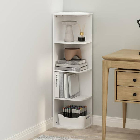 Furinno Reed 41.4 in. Tall White Wood 4-Shelf Bookcase N22270WH