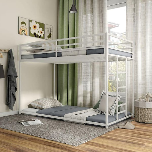 Furniture of America Hurwitz White Twin Low Profile Metal Bunk Bed EC-BK701WH