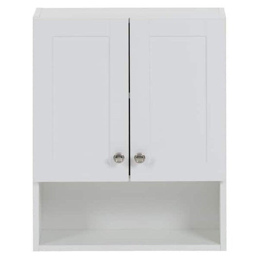 Glacier Bay Lancaster 21 in. W x 8 in. D x 26 in. H Surface-Mount Shaker Bathroom Storage Wall Cabinet in White B25X20334