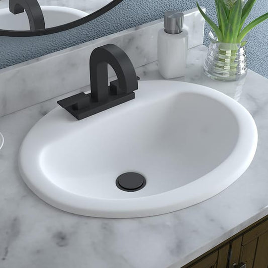 Glacier Bay Aragon 20 in. Drop-In Oval Vitreous China Bathroom Sink in White 13-0012-4WHD