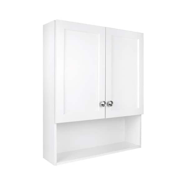 Glacier Bay 22-7/8 in. W. x 27-7/8 in. H Framed Surface-Mount Rectangular Bathroom Medicine Cabinet with Mirror, White 33155
