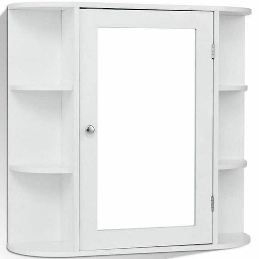Gymax 26 in. W Bathroom White finish Multipurpose Mount Surface Storage Wall Cabinet Mirror White GYM01992