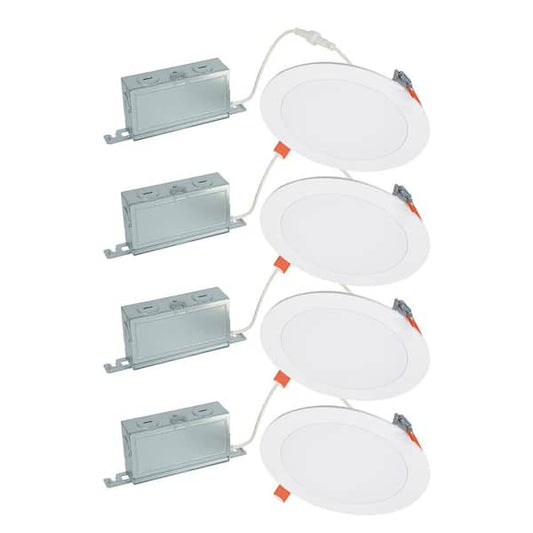 HALO HLBSL 6 in. Can Less Integrated LED, 900 Lumens, 5CCT, White (4-Pack) HLBSL609FS5-4PK