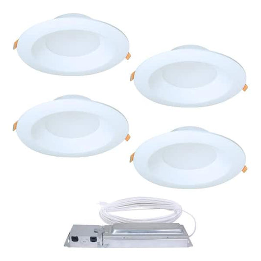 HALO QuickLink Low Voltage, 6 in. Selectable CCT 2700-5000K, 600 Lumens, Recessed Canless LED Starter Kit-4pack, Dimmable LTQL6069S1EDM-4PK