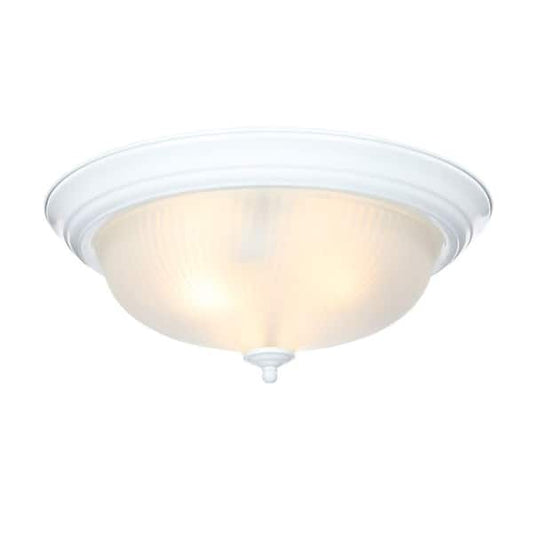 Hampton Bay 15 in. 3-Light White Dome Flush Mount with White Glass Shade JO407H