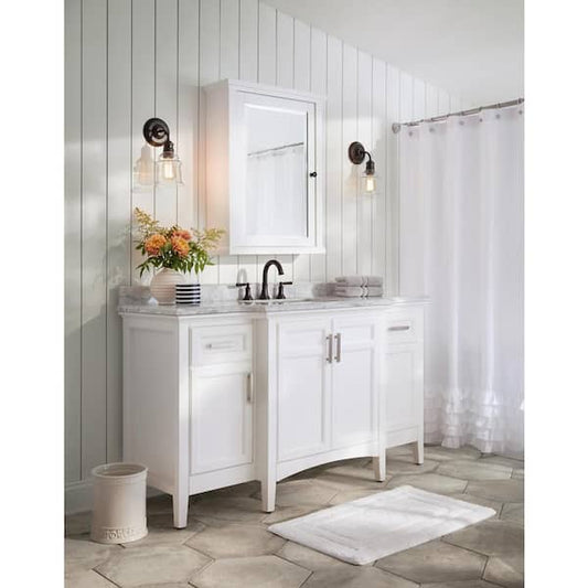 Home Decorators Collection Merryfield 24 in. W x 32 in. H Rectangular Medicine Cabinet with Mirror 19112-MC24-WT