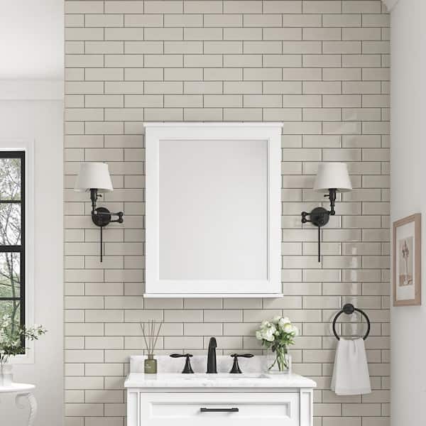 Home Decorators Collection Caville 24 in. W x 8 in. D x 30 in. H Rectangular Surface Mount White Medicine Cabinet with Mirror Caville MC-W