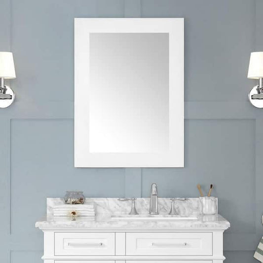 Home Decorators Collection Sonoma 22 in. W x 30 in. H Rectangular Framed Wall Mount Bathroom Vanity Mirror in White 8106500410