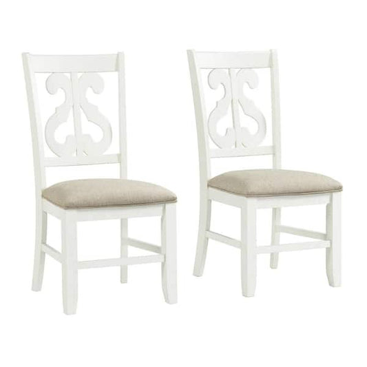 Picket House Furnishings Stanford White Upholstered Wooden Swirl Back Dining Chair (Set of 2) DST750SC