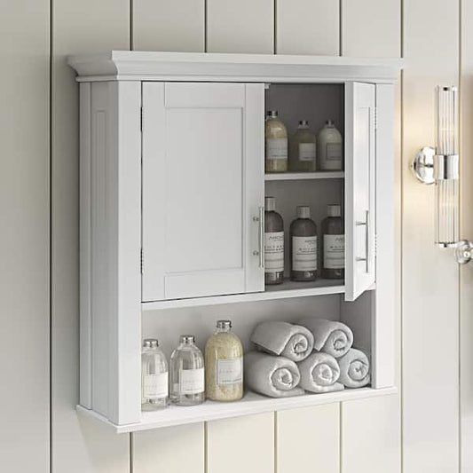 RiverRidge Home Somerset 22.88 in. W x 24.38 in. H x 7.88 in. D 2-Door Bathroom Laundry Wall Mount Storage Medicine Cabinet in White 06-039