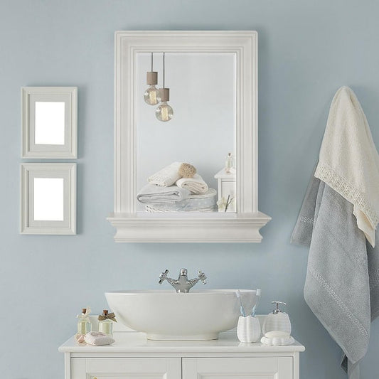 Teamson Home Stratford 18 in. W x 24 in. H Rectangular Framed Wall Bathroom Vanity Mirror in White DH-0566BA
