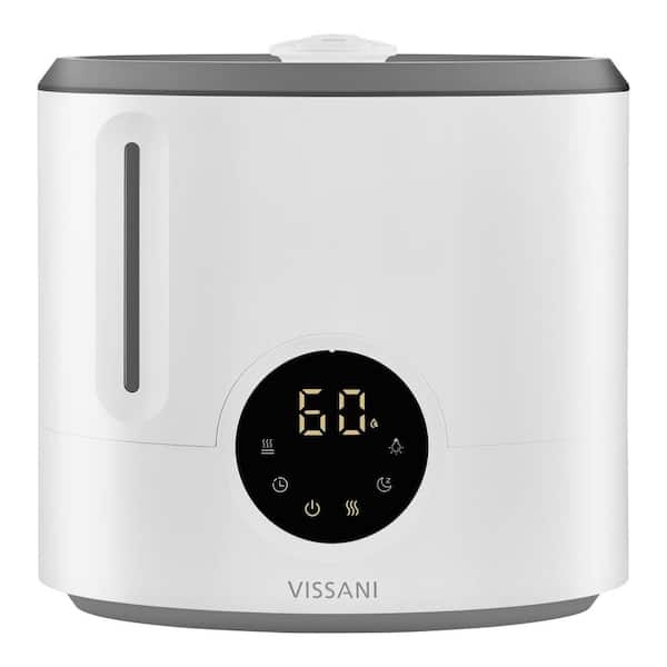 Vissani 2 Gal. Ultrasonic Humidifier 360 Degree Turning Dual Nozzle Cool & Warm Mist for Large Room (600 sq. ft.) in Grey/White VK-8525A