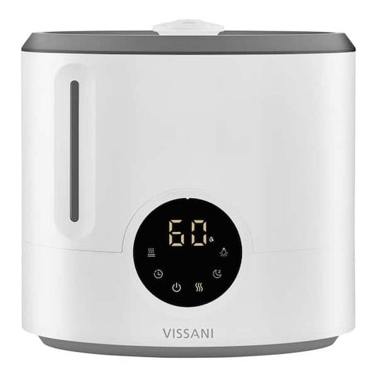 Vissani 2 Gal. Ultrasonic Humidifier 360 Degree Turning Dual Nozzle Cool & Warm Mist for Large Room (600 sq. ft.) in Grey/White VK-8525A