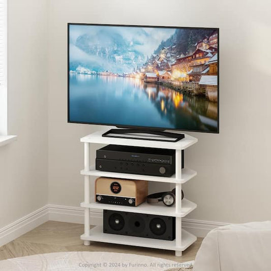 Furinno Econ Easy Assembly White TV Stand Entertainment Center Fits TV's up to 32 in. 15093WHWH
