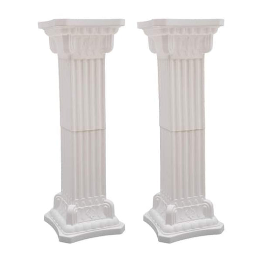 YIYIBYUS 35.43 in. H White Wedding Roman Pillar Stage Party Events Flower Decorative Column 2-pack JJOU2P5RWDZJ8