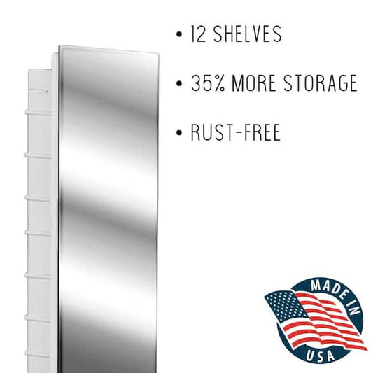 ZACA SPACECAB Media 16 in. x 36 in. x 3-1/2 in. Frameless Recessed 1-Door Medicine Cabinet with 12-Shelves and Polished Edge Mirror 21-2-36-00