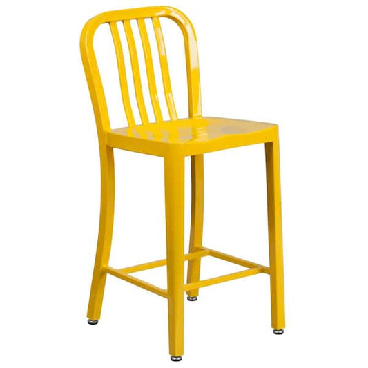 Flash Furniture 24.5 in. Yellow Metal Bar Stool CH6120024YL