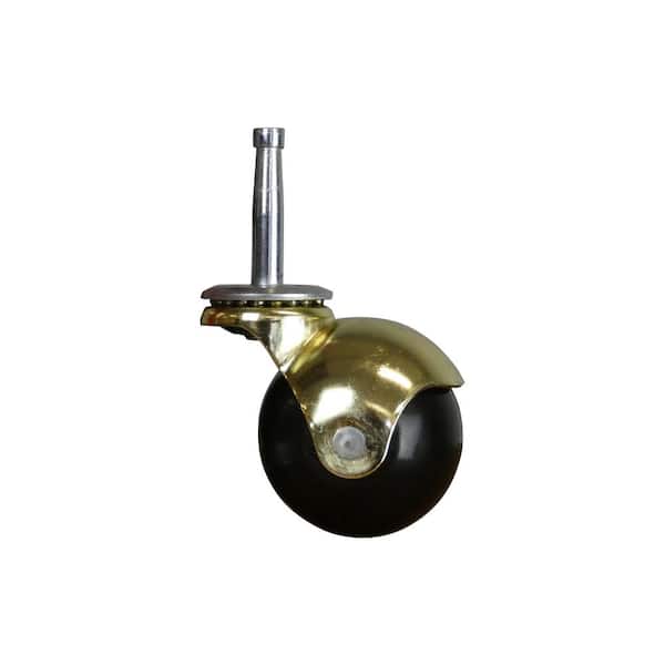 Everbilt 2 in. Black Rubber and Brass Hooded Ball Swivel Stem Caster with 80 lb. Load Rating 49516